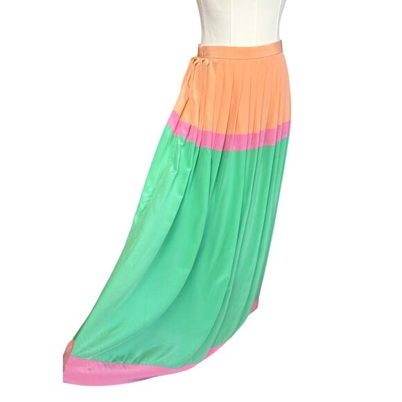 Oscar de la Renta Miss O 1970 Vintage 100% Silk Skirt Size 8 Block Color - Picture 5 of 8